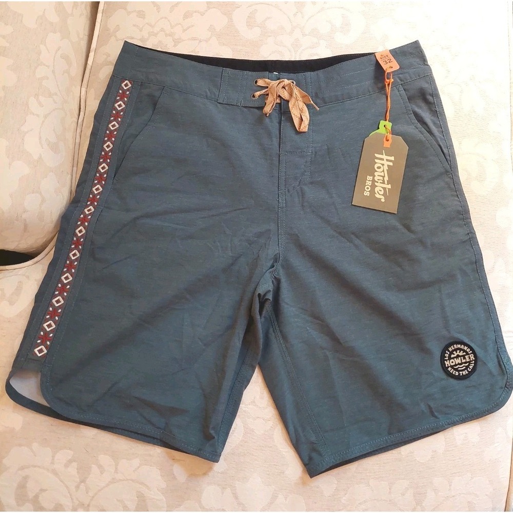 NEW! Howler Brothers Mens Bruja Deluxe Boardshorts Elixir Blue 32 Heed The Call! - Picture 2 of 14